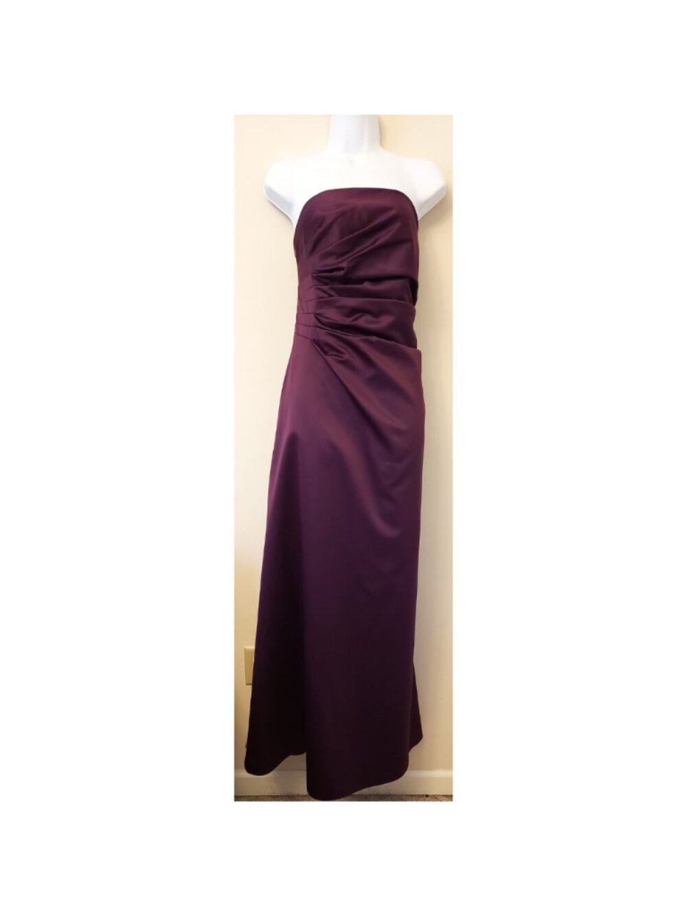 JS BOUTIQUE Purple Strapless Ruched Gown Size-18